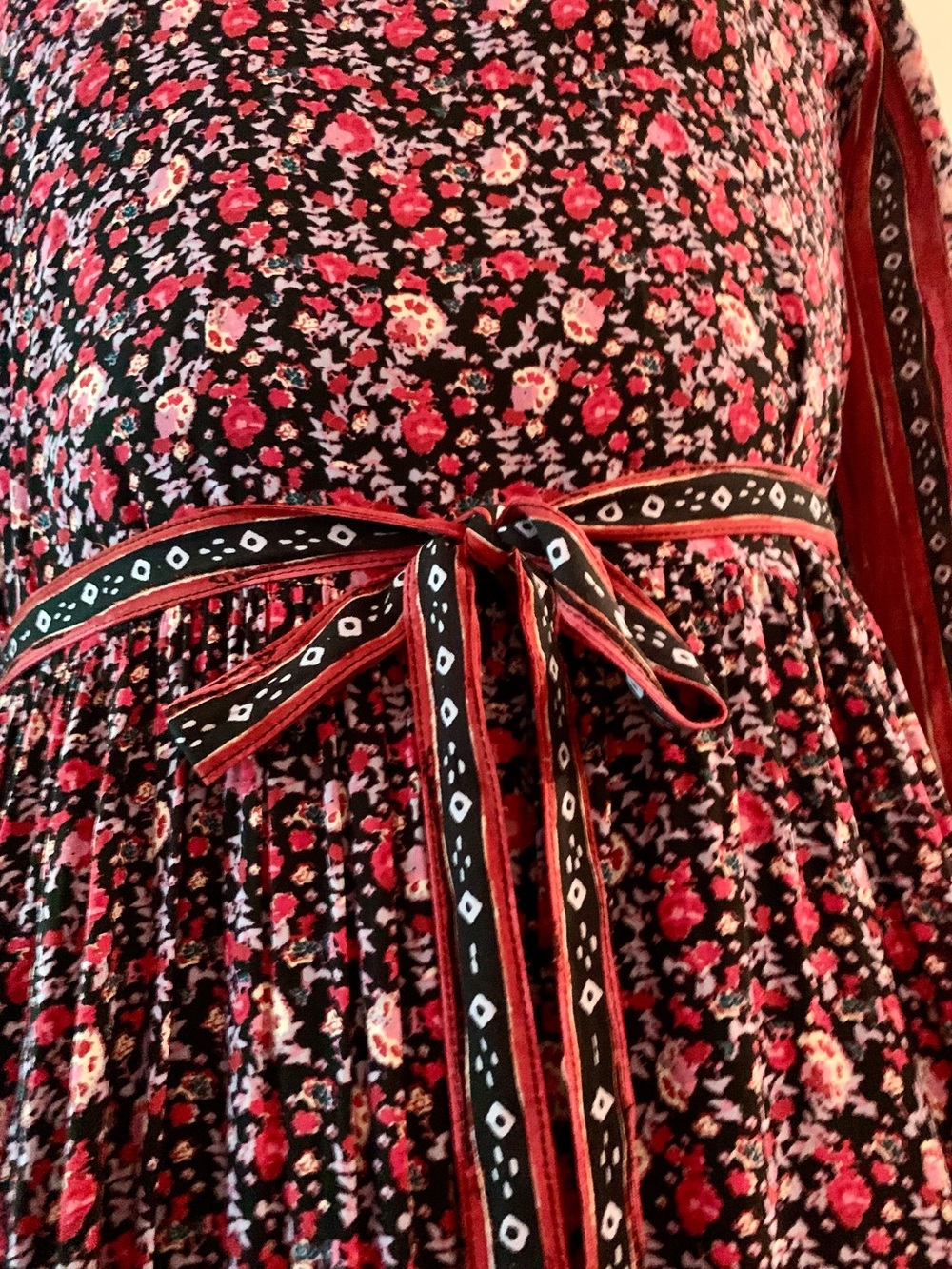 Free People "Russian Maxi Dress" Gored Maxi Dress Burgundy Floral | Style OB1096 - Picture 8 of 9